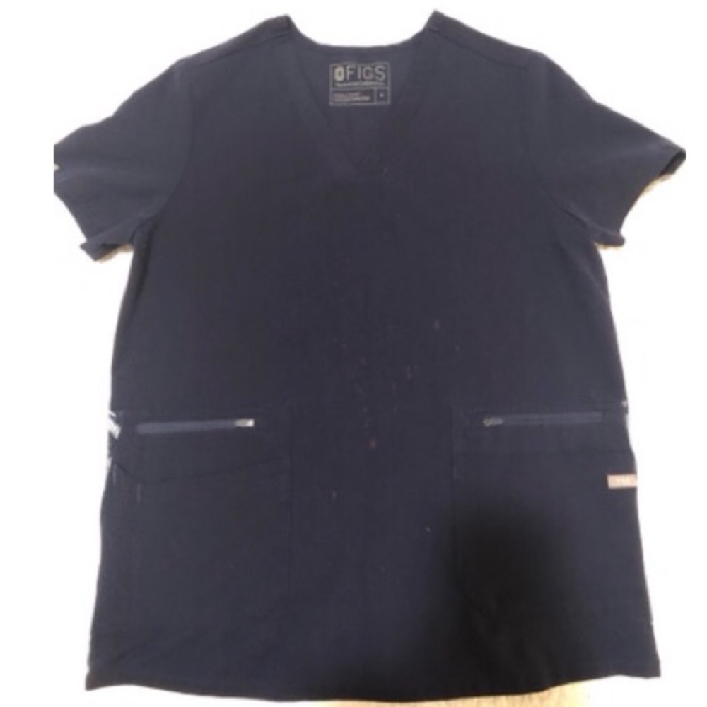 Navy blue FIGS 5 pocket scrub top